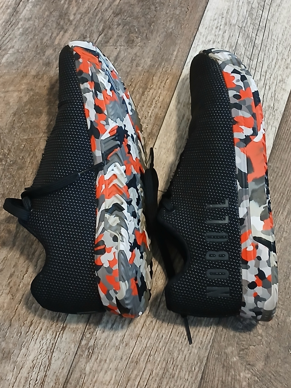 NOBULL Black Athletic Shoes with Red Camouflage Sole - Picture 5 of 8